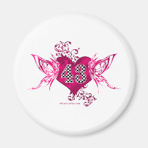 34 racing number butterfly magnets