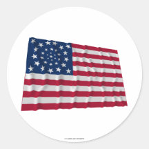 34-star flag, Wreath pattern, outliers Round Sticker