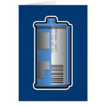 35mm Film Canister Greeting Card (blue background)