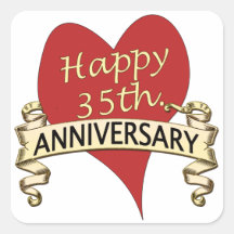 35th. Anniversary Square Stickers