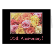 35th Wedding Anniversary mixed rose bouquet Greeting Cards