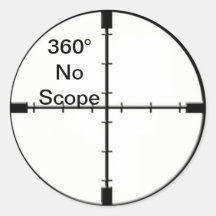 360 No Scope Video Game Joke Crosshairs FPS Stickers