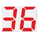 36 thirty-six red alarm clock digital numbr greeting card