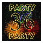 36th birthday party invitation with fireworks