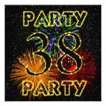 38th birthday party invitation with fireworks