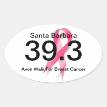39.3 Santa Barbara with Pink Ribbon Oval Sticker