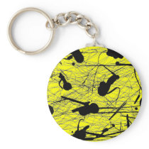 39-81 Black and White Splatter Paint Keychain