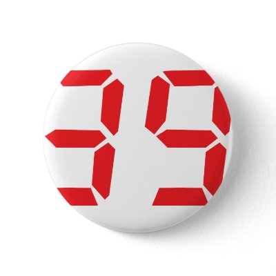 39 thirty-nine red alarm clock digital number pinback buttons by Tomaniac
