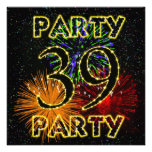 39th birthday party invitation with fireworks