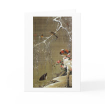 3. 雪中鴛鴦図, 若冲 Mandarin Duck in The Snow, Jakuchū Greeting Cards