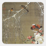3. 雪中鴛鴦図, 若冲 Mandarin Duck in The Snow, Jakuchū Stickers