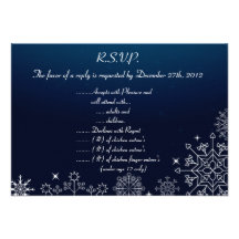 3.5 x 5 R.S.V.P Reply Card Blue Star and Snowflake Custom Invites