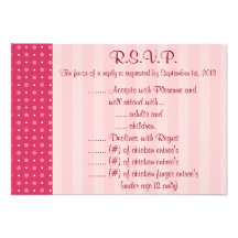 3.5 x 5 R.S.V.P Reply Card Love Birds Pink Stripes Custom Announcement
