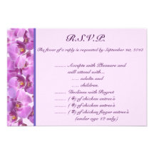 3.5 x 5 R.S.V.P Reply Card Purple Orchids on Stem