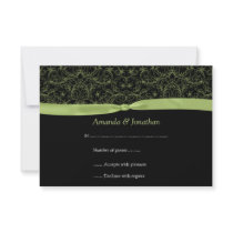 3.5x5 Lime Green Scrolls & Ribbon on Black RSVP