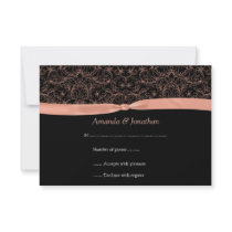 3.5x5 Peach Scrolls & Ribbon on Black RSVP