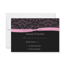 3.5x5 Pink Scrolls & Ribbon on Black RSVP