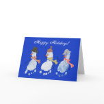 3 Baby footprints Snowmen Happy Holidays! cards
