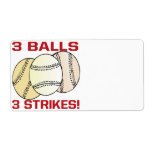 3 Balls 3 Strikes Personalised Shipping Label