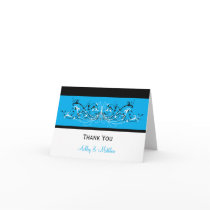 #3 Blue Black White Swirls Thank You Card