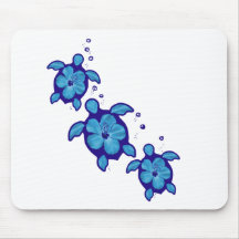 3 Blue Honu Turtles Mousepad