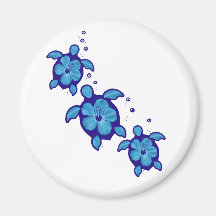 3 Blue Honu Turtles Refrigerator Magnets