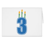 3 bougies d'anniversaire (bleu/vert) cartes