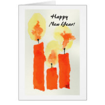 3 Candles.  Happy     New Year! Greeting Card
