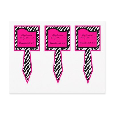 3 Cup Cake Picks Hot Pink Zebra Print by AnnLeeDesigns