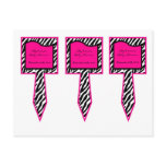 3 Cup Cake Picks Hot Pink Zebra Print postcards