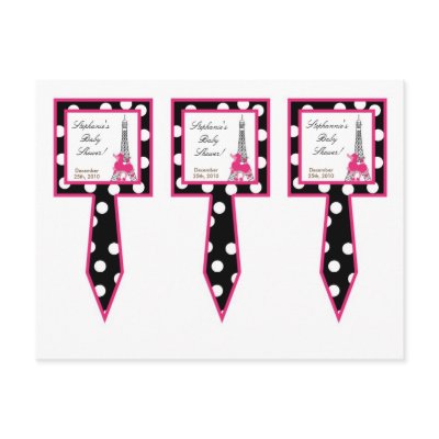 3 Cup Cake Picks Pink Poodle Paris Eiffel Tower by AnnLeeDesigns