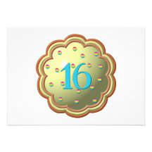 "3-D" Cupcake w/sprinkles and the # 16 Custom Invitations