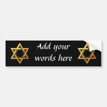 "3-D" Golden Star of David Bumper Stickers