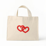 3-D Red Linked Hearts Canvas Bags