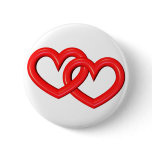 3-D Red Linked Hearts Buttons