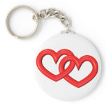 3-D Red Linked Hearts Key Chain