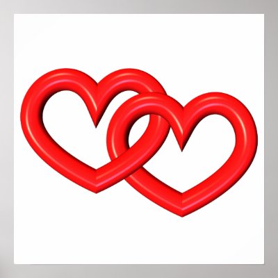 3-D Red Linked Hearts Print by Love_em_Hearts