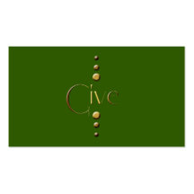 3 Dot Gold Block Give & Green Background Business Card Template