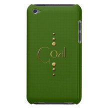 3 Dot Gold Block Goal & Green Background Barely There iPod Cases