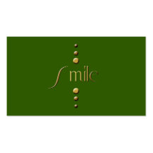 3 Dot Gold Block Smile & Green Background Business Cards