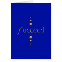 3 Dot Gold Block Succeed & Blue Background Card