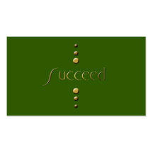 3 Dot Gold Block Succeed & Green Background Business Card