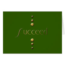 3 Dot Gold Block Succeed & Green Background Greeting Cards