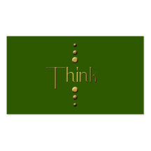 3 Dot Gold Block Think & Green Background Business Card