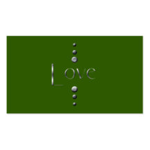3 Dot Silver Block Love & Green Background Business Card Template