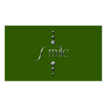 3 Dot Silver Block Smile & Green Background Business Card
