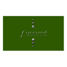 3 Dot Silver Block Succeed & Green Background Business Card Template