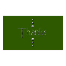 3 Dot Silver Block Thanks & Green Background Business Card Templates