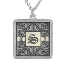 3 Editable" monogramme en pierre "argenté initial  Colliers