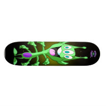 3-Eyed, 6-Armed Green Alien - Planet Cazmo Skate Board